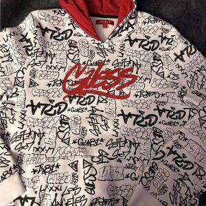 Guess Red and Black Graphic Hoodie